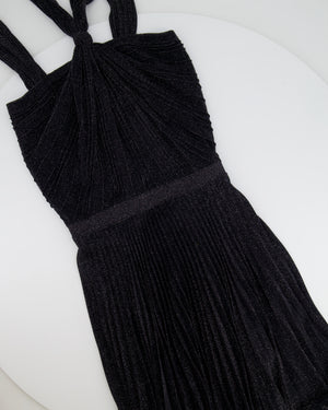 Gucci Black 
Metallic Silver Pleated Dress with Knot Detail Size M (UK 10)