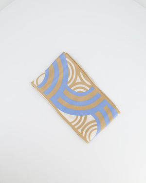 Chanel Gold, Cream and Blue Silk Camelia Printed Scarf