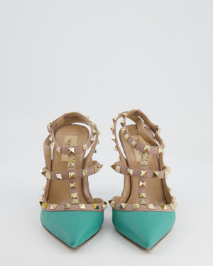 Valentino Aqua Blue and Beige Rockstud Ankle-Strap Pumps Size EU 38 RRP £890