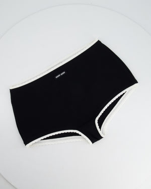 Miu Miu Black Ribbed Knit Panties Size M (UK 10) RRP £ 400