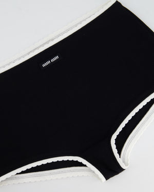 Miu Miu Black Ribbed Knit Panties Size M (UK 10) RRP £ 400