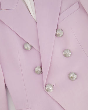 Balmain Lilac Wool Blazer Jacket with Silver Buttons Size FR 34 (UK 6)