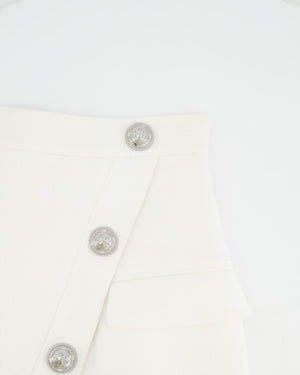 Balmain White Mini Skirt with Silver Button Details Size FR 36 (UK 8)