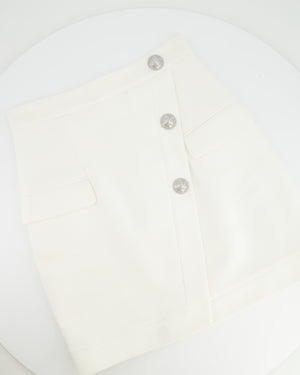 Balmain White Mini Skirt with Silver Button Details Size FR 36 (UK 8)