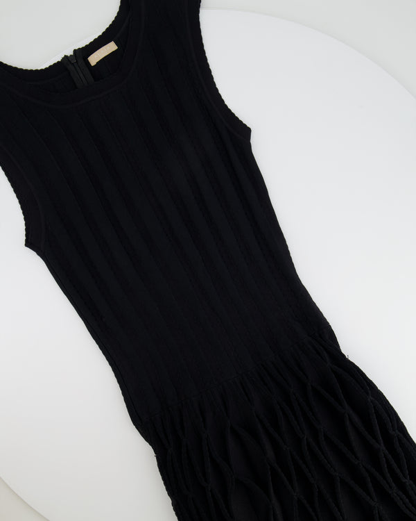 Alaïa Black Striped Sleeveless Mini Dress with Ruffle Detail Size FR 36 (UK 8)