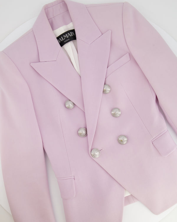 Balmain Lilac Wool Blazer Jacket with Silver Buttons Size FR 34 (UK 6)