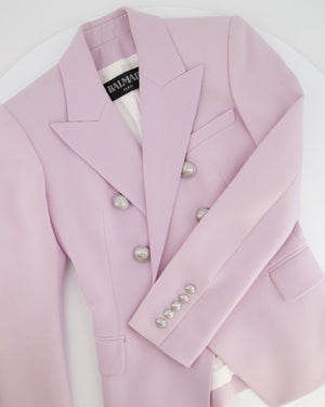 Balmain Lilac Wool Blazer Jacket with Silver Buttons Size FR 34 (UK 6)