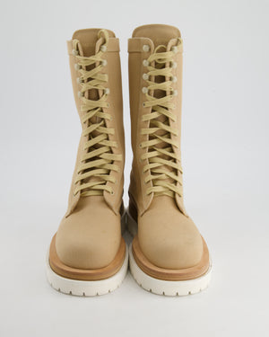 Magda Butrym Beige Lace-Up Combat Boots Size EU 37