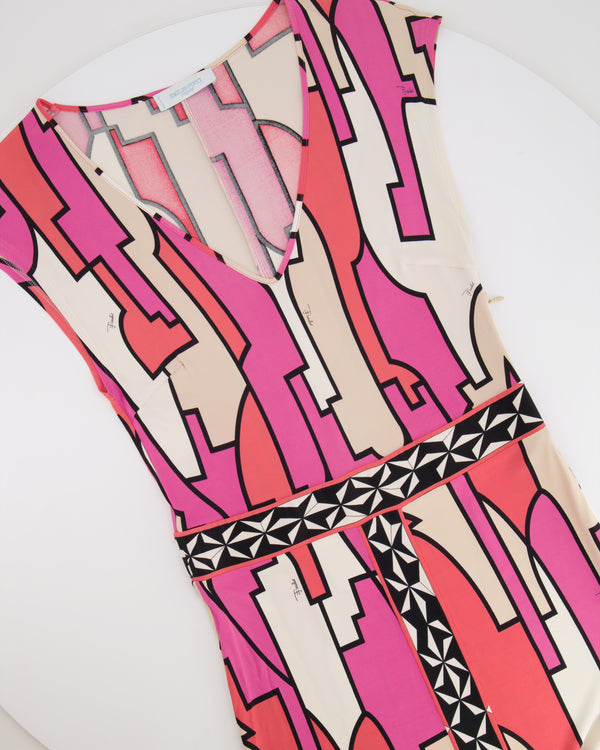 Emilio Pucci Pink 
White Patterned Midi Dress Size IT 38 (UK 6)