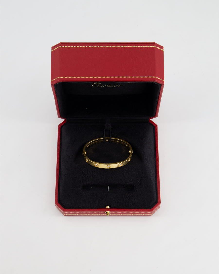 Cartier Yellow Gold Love Bangle with Ten Diamonds Size 16 RRP £13,800