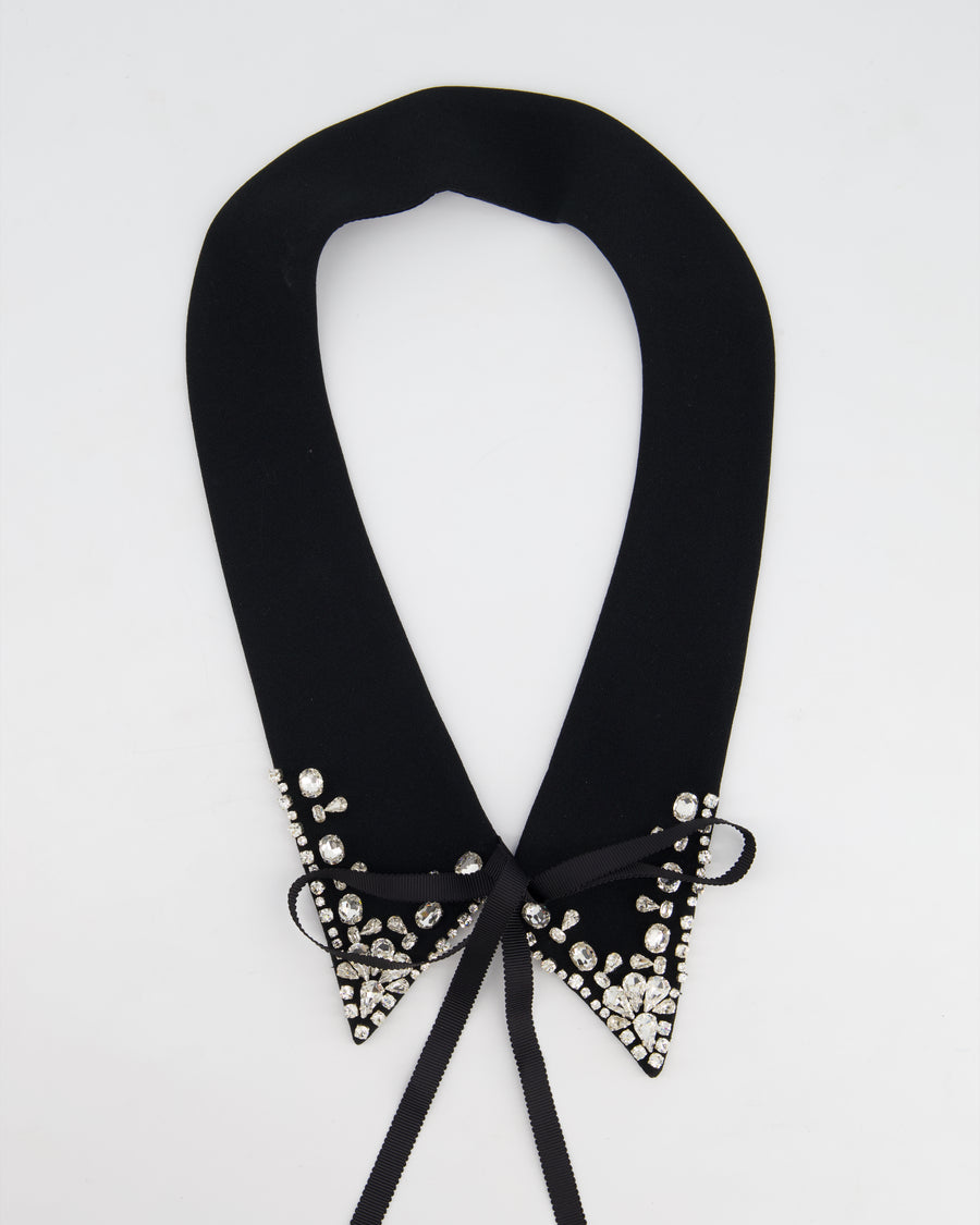 Huishan Zhang Black Tie Collar with Silver Embellishments