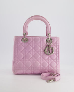 Christian Dior Lilac Medium Lady Dior Bag in Lambskin Leather with Silver Hardware RRP £5,300