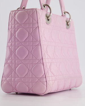 Christian Dior Lilac Medium Lady Dior Bag in Lambskin Leather with Silver Hardware RRP £5,300