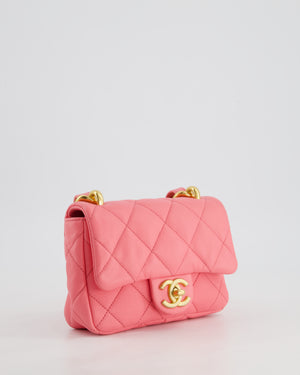 Chanel Pink Mini Flap Bag With Large Chain Brushed Gold Hardware