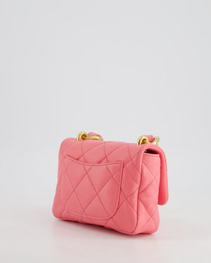 Chanel Pink Mini Flap Bag With Large Chain Brushed Gold Hardware