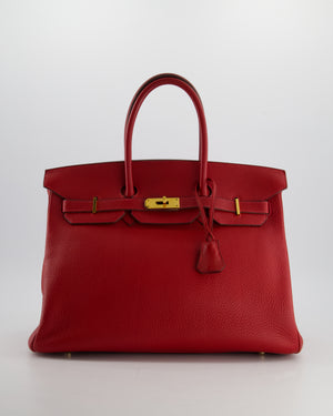 *FIRE PRICE* Hermès Birkin 35cm Retourne Bag in Rouge Clemence Leather with Gold Hardware