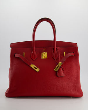 *FIRE PRICE* Hermès Birkin 35cm Retourne Bag in Rouge Clemence Leather with Gold Hardware