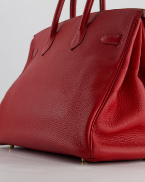 *FIRE PRICE* Hermès Birkin 35cm Retourne Bag in Rouge Clemence Leather with Gold Hardware