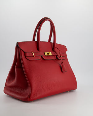 *FIRE PRICE* Hermès Birkin 35cm Retourne Bag in Rouge Clemence Leather with Gold Hardware