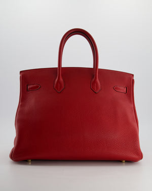 *FIRE PRICE* Hermès Birkin 35cm Retourne Bag in Rouge Clemence Leather with Gold Hardware