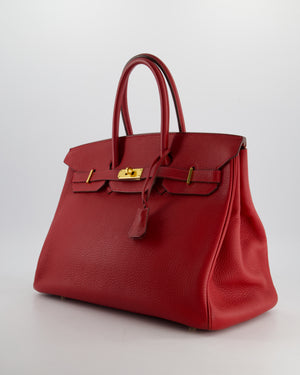 *FIRE PRICE* Hermès Birkin 35cm Retourne Bag in Rouge Clemence Leather with Gold Hardware