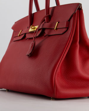 *FIRE PRICE* Hermès Birkin 35cm Retourne Bag in Rouge Clemence Leather with Gold Hardware