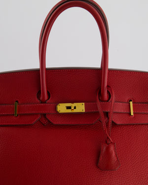 *FIRE PRICE* Hermès Birkin 35cm Retourne Bag in Rouge Clemence Leather with Gold Hardware