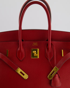 *FIRE PRICE* Hermès Birkin 35cm Retourne Bag in Rouge Clemence Leather with Gold Hardware