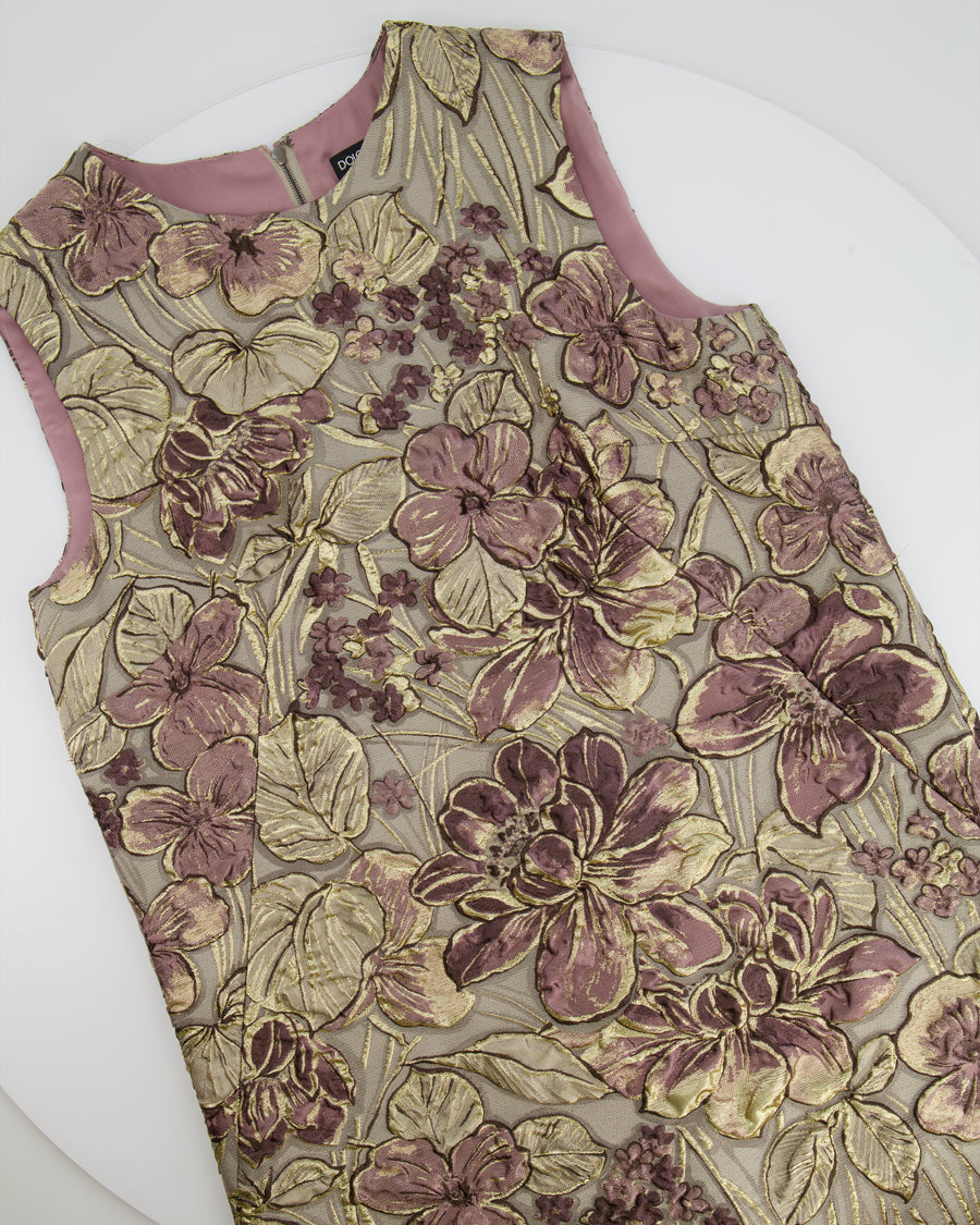 Dolce 
Gabbana Gold 
Pink Floral Sleeveless Mini Dress IT 40 (UK 8)