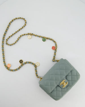 Chanel Grey Mini Flap Bag With Multicolour Coin Details and Brushed Gold Hardware