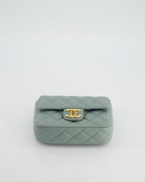 Chanel Grey Mini Flap Bag With Multicolour Coin Details and Brushed Gold Hardware