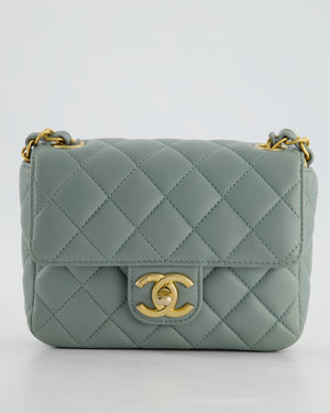 Chanel Grey Mini Flap Bag With Multicolour Coin Details and Brushed Gold Hardware