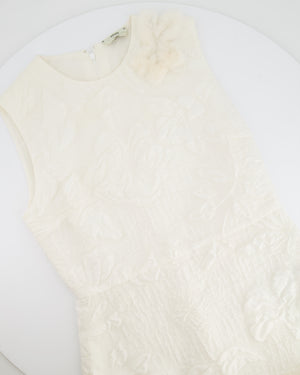 Fendi Pearl White Textured Sleeveless Dress with Mink Fur Detailing Size IT 42 (UK 10)