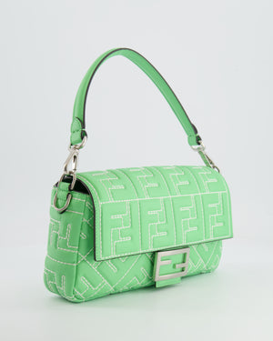 *Limited Edition* Fendi 2023 Green Edamame Leather Baguette Bag with Silver Hardware