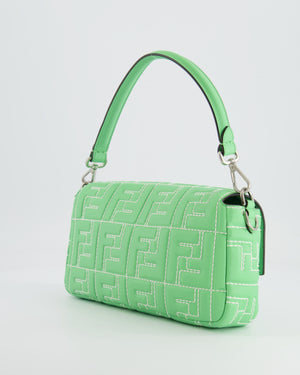 *Limited Edition* Fendi 2023 Green Edamame Leather Baguette Bag with Silver Hardware