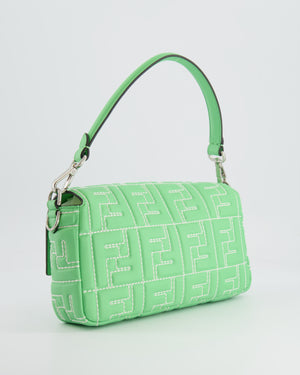 *Limited Edition* Fendi 2023 Green Edamame Leather Baguette Bag with Silver Hardware