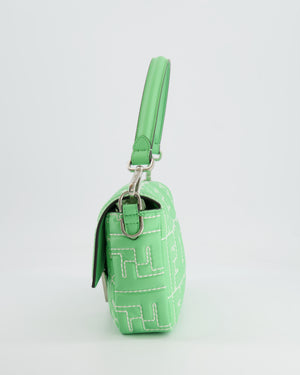 *Limited Edition* Fendi 2023 Green Edamame Leather Baguette Bag with Silver Hardware