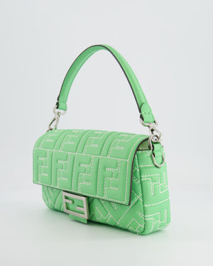 *Limited Edition* Fendi 2023 Green Edamame Leather Baguette Bag with Silver Hardware