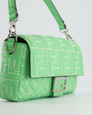 *Limited Edition* Fendi 2023 Green Edamame Leather Baguette Bag with Silver Hardware