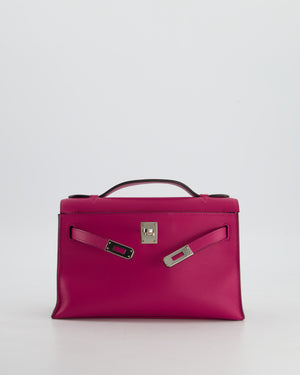 *HOT* Hermès Kelly Pochette in Rose Pourpre Swift Leather with Palladium Hardware