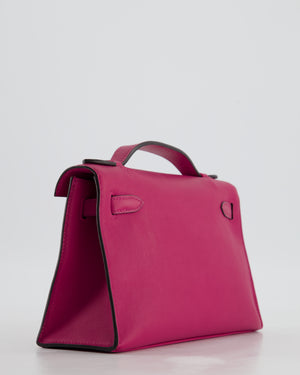 *HOT* Hermès Kelly Pochette in Rose Pourpre Swift Leather with Palladium Hardware