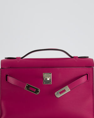 *HOT* Hermès Kelly Pochette in Rose Pourpre Swift Leather with Palladium Hardware