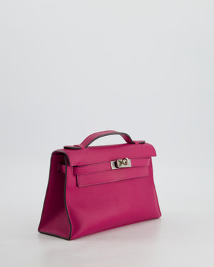 *HOT* Hermès Kelly Pochette in Rose Pourpre Swift Leather with Palladium Hardware