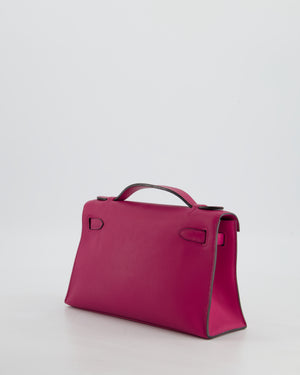 *HOT* Hermès Kelly Pochette in Rose Pourpre Swift Leather with Palladium Hardware