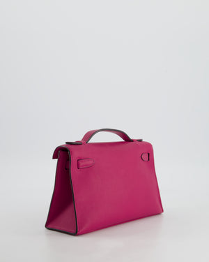 *HOT* Hermès Kelly Pochette in Rose Pourpre Swift Leather with Palladium Hardware