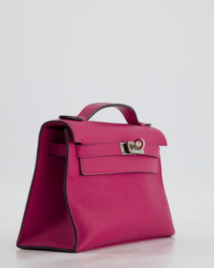 *HOT* Hermès Kelly Pochette in Rose Pourpre Swift Leather with Palladium Hardware