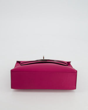 *HOT* Hermès Kelly Pochette in Rose Pourpre Swift Leather with Palladium Hardware