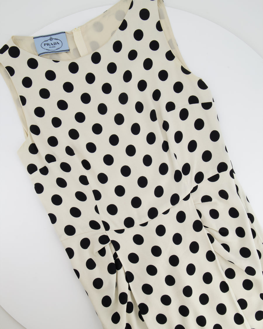 Prada White Polkadot Sleeveless Mini Pleated Dress Size IT 42 (UK 10)