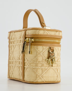 *HOT* Christian Dior 2021 Beige Lady Small Vanity Case Bag in Raffia 
Leather with Gold Hardware