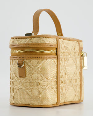 *HOT* Christian Dior 2021 Beige Lady Small Vanity Case Bag in Raffia 
Leather with Gold Hardware